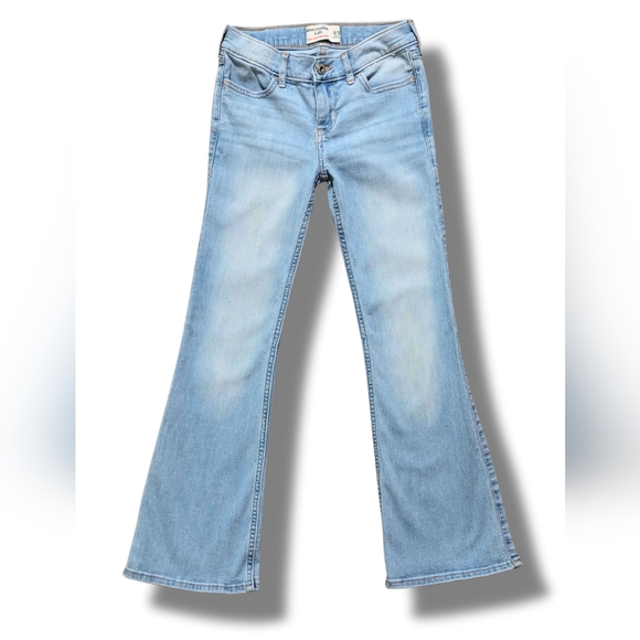 Abercrombie Kids Girls Flare Jeans | Size 9/10 | Low Rise Light Wash Denim - Picture 1 of 4